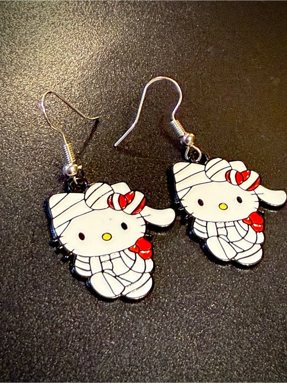 Hello Kitty White & Red Mummy Costume Kids Dangle Earrings